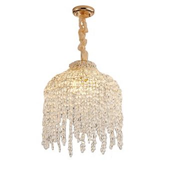 Waterfall Crystal Chandelier with Grape Bead Accents for Elegant Home Decor
