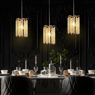 Crystal Pendant Lighting 3 Pack with Elegant Glass Accents for Dining Room