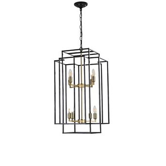 Geometric Pendant Chandelier 8 Light with Open Frame Design for Kitchen Area