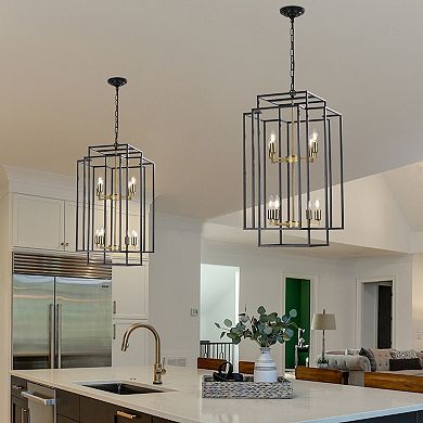 Geometric Pendant Chandelier 8 Light with Open Frame Design for Kitchen Area