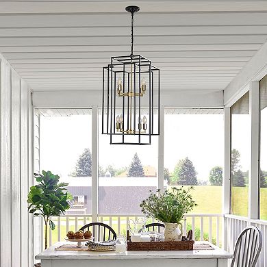 Geometric Pendant Chandelier 8 Light with Open Frame Design for Kitchen Area