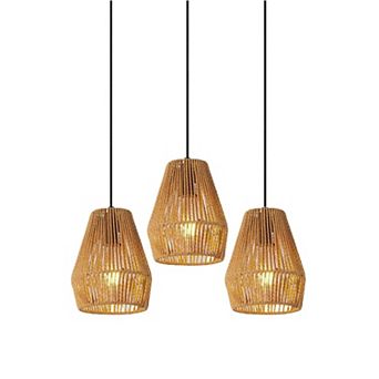 Hemp Rope Pendant Light 3 Pack Handcrafted for Boho Style Home Lighting