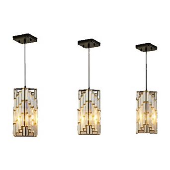 Crystal Pendant Lighting 3 Pack with Adjustable Hanging Cord for Kitchen