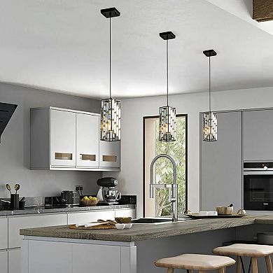 Crystal Pendant Lighting 3 Pack with Adjustable Hanging Cord for Kitchen