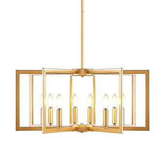 Geometric Chandelier 8 Light with Industrial Frame for Living Room Lighting
