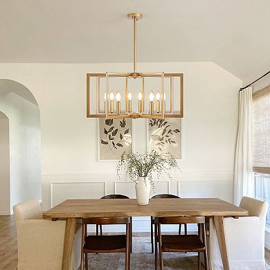 Geometric Chandelier 8 Light with Industrial Frame for Living Room Lighting