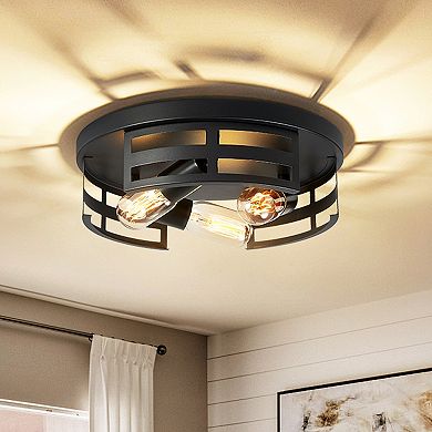 Flush Mount Ceiling Light 2 Light Metal Frame for Hallway and Entryway