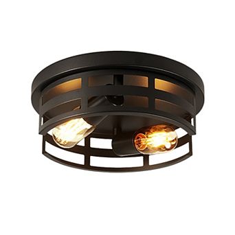 Flush Mount Ceiling Lamp 2 Light for Minimalist Farmhouse Interior Lighting