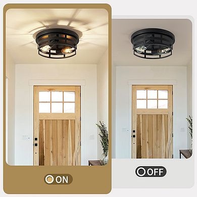 Flush Mount Ceiling Lamp 2 Light for Minimalist Farmhouse Interior Lighting