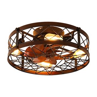 Caged Ceiling Fan with Reversible Motor for Small Farmhouse Bedroom