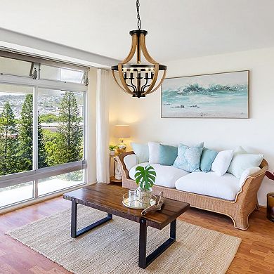 Five Light Chandelier with Minimalist Pendant Design for Dining Room Lighting