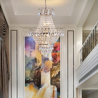 Crystal Chandelier with Contemporary Beaded Accents for Living Room Lighting