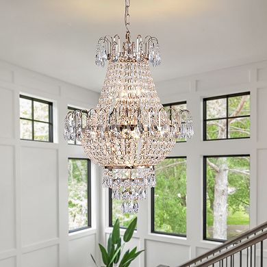Crystal Chandelier with Contemporary Beaded Accents for Living Room Lighting