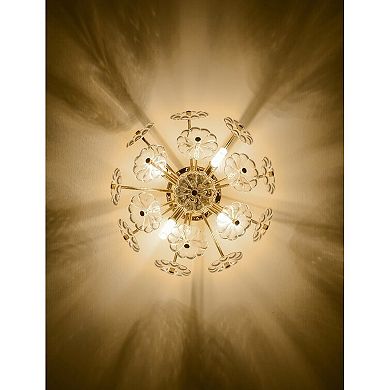 Gold Flush Mount Ceiling Light with Elegant Frame for Living Room and Entry
