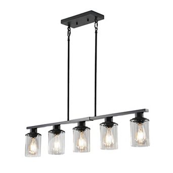 Chandelier with Clear Glass Shades 5 Light for Home Interior Lighting