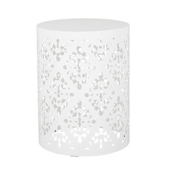Expanded Surface Side Table With Metal Frame For Courtyard Outdoor Area
