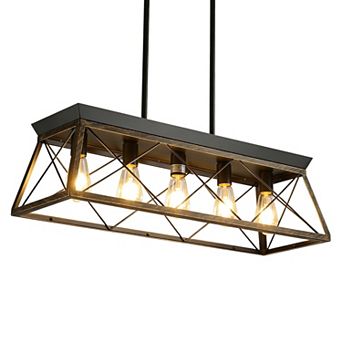 Cage Pendant Chandelier with Industrial Metal Frame for Living Room Decor