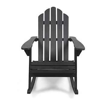 Adirondack Rocking Chair with Slatted Wood Seat and Durable Frame for Porch