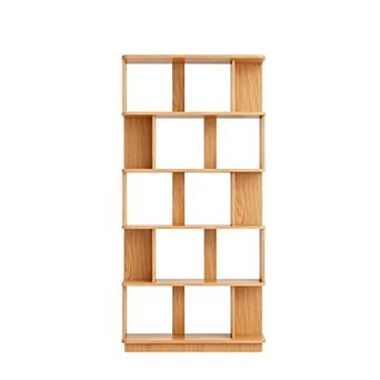 Combined Display Shelf with 5 tier Storage and Weathered Wood Finish for Media Center