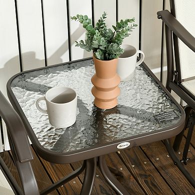 Outdoor Glider Chair Set with Coffee Table and Breathable Sling Fabric for Patio