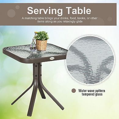 Outdoor Glider Chair Set with Coffee Table and Breathable Sling Fabric for Patio