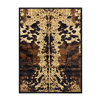 Area Rug with Low-Pile Durable Synthetic Fibers for Indoor Living Space or Bedroom