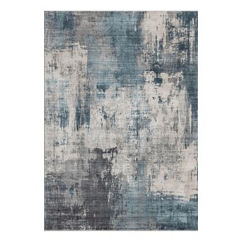 Area Rug with Low-Pile Durable Synthetic Fibers for Indoor Living Space or Bedroom