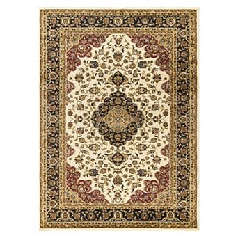 Area Rug with Low-Pile Durable Synthetic Fibers for Indoor Living Space or Bedroom
