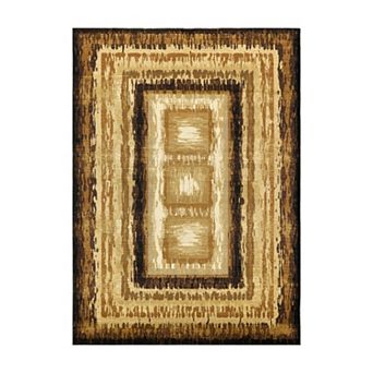 Area Rug with Low-Pile Durable Synthetic Fibers for Indoor Living Space or Bedroom