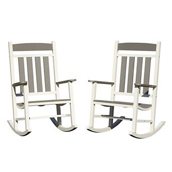 Oversized Outdoor Rocking Chair Set with Weather Resistant HDPE for Backyard