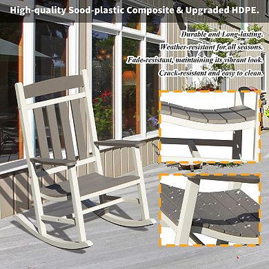Oversized Outdoor Rocking Chair Set with Weather Resistant HDPE for Backyard