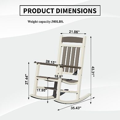 Oversized Outdoor Rocking Chair Set with Weather Resistant HDPE for Backyard