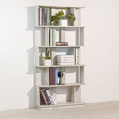 5-Tier Display Bookshelf with Open Shelving and Sturdy Wood Construction for Home Office