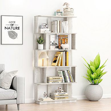 5-Tier Display Bookshelf with Open Shelving and Sturdy Wood Construction for Home Office
