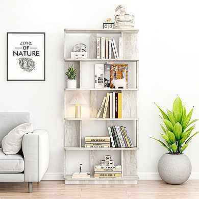 5-Tier Display Bookshelf with Open Shelving and Sturdy Wood Construction for Home Office