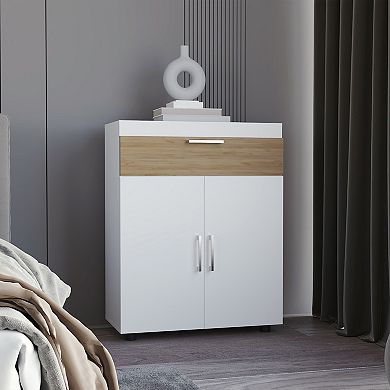 Double Door Shoe Rack with Interior Shelves Freestanding Storage Cabinet for Hallway