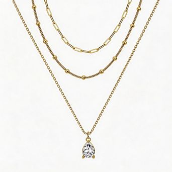 Kaelin Home Womens Layered 14K Plated Dainty Pendant Necklace Set