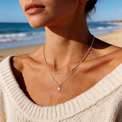 Kaelin Home Womens Layered 14K Plated Dainty Pendant Necklace Set
