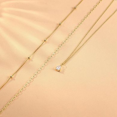 Kaelin Home Womens Layered 14K Plated Dainty Pendant Necklace Set