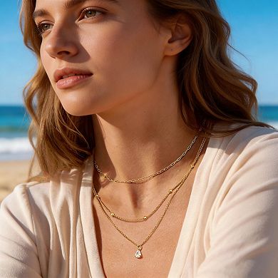 Kaelin Home Womens Layered 14K Plated Dainty Pendant Necklace Set