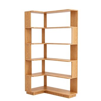 5 tier Corner Storage Rack with Protective Edges and Solid Wood for Entryway Decor