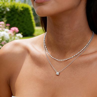 Kaelin Home Womens 14K Plated CZ Diamond Dainty Choker Necklace Set
