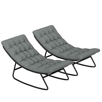 Outdoor Rocking Chair Set with High Back Support and Wide Armrests for Porch