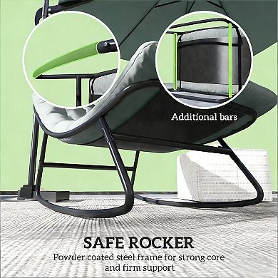 Outdoor Rocking Chair Set with High Back Support and Wide Armrests for Porch