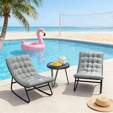 Outdoor Rocking Chair Set with High Back Support and Wide Armrests for Porch