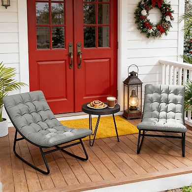 Outdoor Rocking Chair Set with High Back Support and Wide Armrests for Porch
