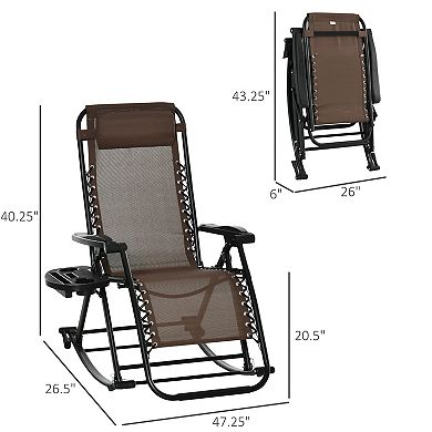 Folding Zero Gravity Rocking Chair with Adjustable Recline and Padded Headrest