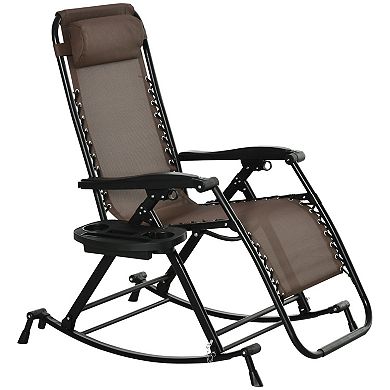 Folding Zero Gravity Rocking Chair with Adjustable Recline and Padded Headrest