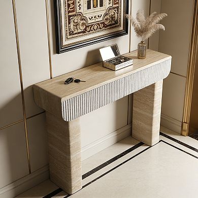 Console Table With Hidden Handle Drawers Easy Assembly Wooden Build For Entryway Dining Hallway