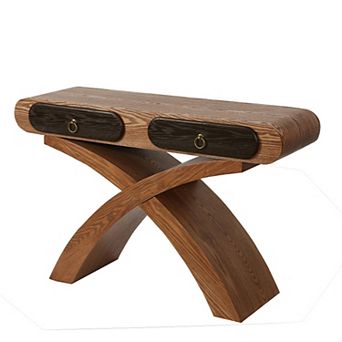 Console Table With Drawer Storage Ashwood Veneer And Cross Leg Structure For Entryway Dining Room